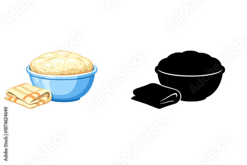 Bowl of Dough with Folded Cloth
