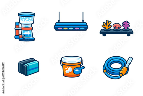 Aquarium Equipment Icons Set