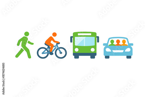 Conceptual infographic of transportation modes