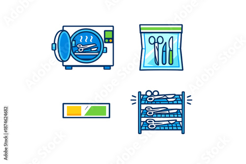 Medical Sterilization Icons Set