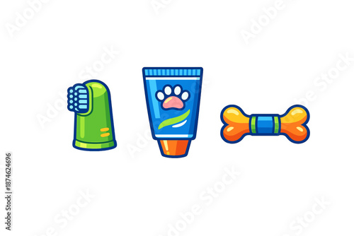 Pet dental care and treat icons