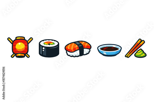 Japanese Food Icons Set