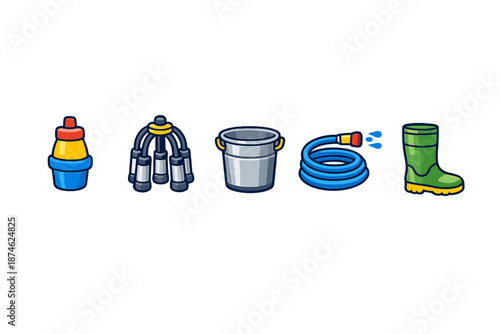 Collection of farming and farm equipment icons