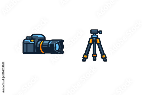 Digital camera and tripod icons