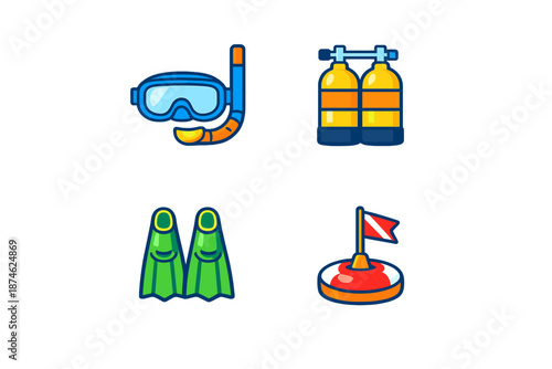 Scuba Diving Icons Set