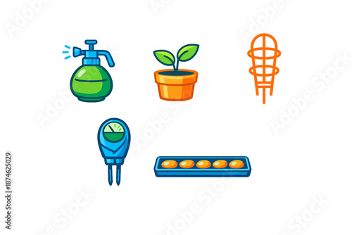 Gardening Icons with Glowing Effect