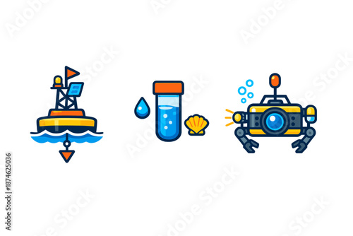 Oceanography and Marine Science Icons