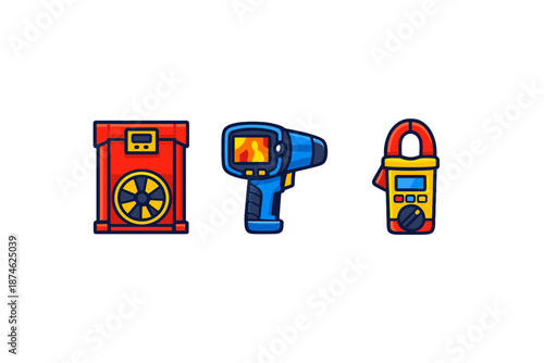 Set of three diagnostic tools icons