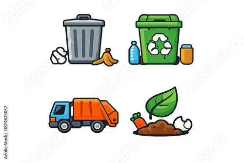 Recycling and composting icons