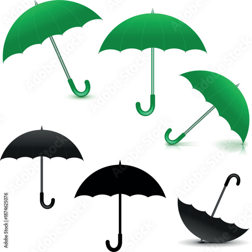 Black and White Simple flat umbrella icon, Nice umbrella isolated on white background.
