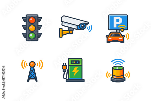 Smart City Technology Icons Set
