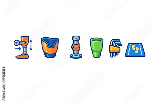 Prosthetic limb and medical equipment icons