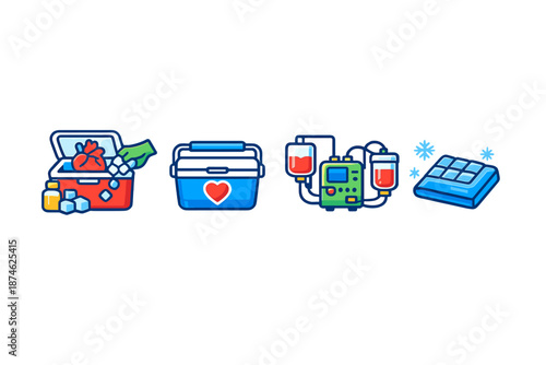 Medical Organ Transplant and Blood Donation Icons