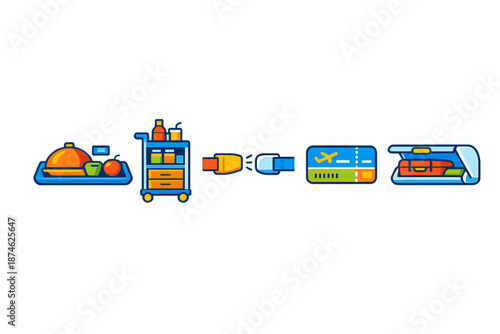 Airport process infographic with icons