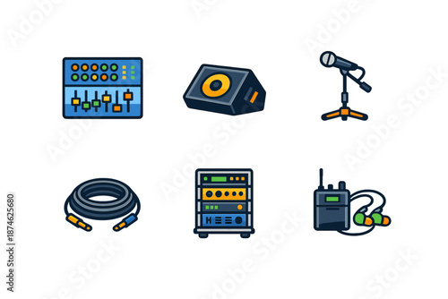 Collection of audio equipment icons