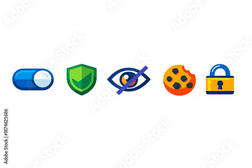 Privacy and security icons on a gradient background