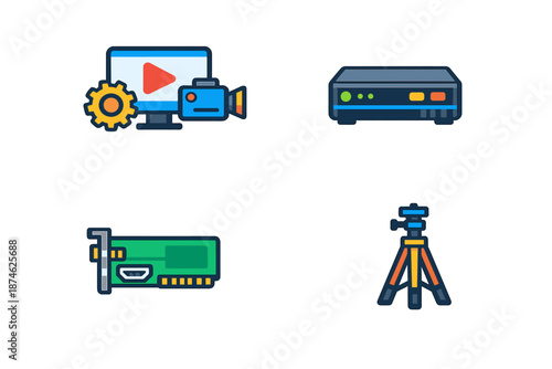 Set of video editing and production icons