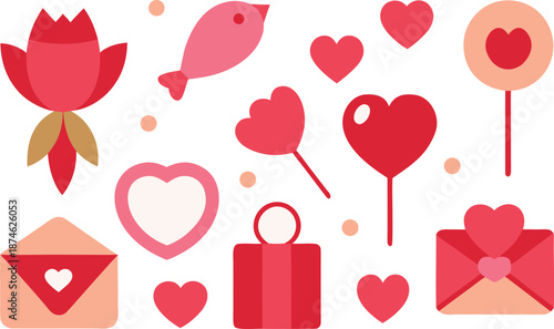 Celebrate valentine's day with love and gifts isolated on transparent background, Vector, illustration