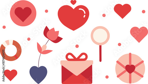 Celebrate valentine's day with love and gifts isolated on transparent background, Vector, illustration