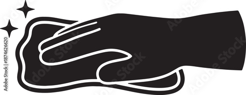 Black and white abstract hand with stars and swirling lines also transparent background