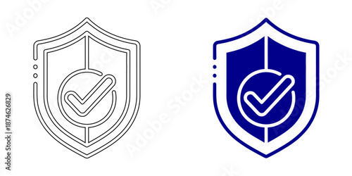 Bank Vault Door Icon , Secure Safe Box with Combination Lock, Outline and Solid Vector Illustrations for Financial Security and Data Protection