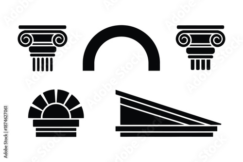 Classical Architecture Greek and Roman Pillar Silhouettes