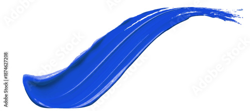 Dynamic Blue Brush Stroke Arc Abstract Paint Swoosh for Art, Design, Branding  pristine white background.