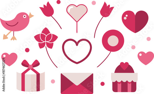 Celebrate valentine's day with love and sweetness isolated on transparent background, Vector, illustration