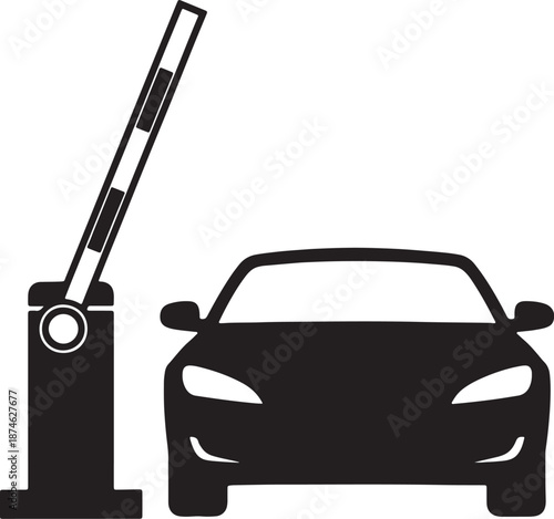 Black and white line of a car refueling at a gas pump also transparent background line car vehicle