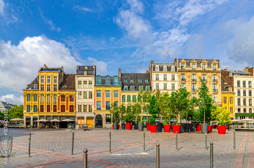 Εκτύπωση καμβά Lille cityscape with La Grand Place square General de Gaulle in city center, Fle
