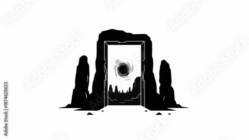 Mysterious portal opens to a swirling void, hinting at unknown dimensions and cosmic possibilities.