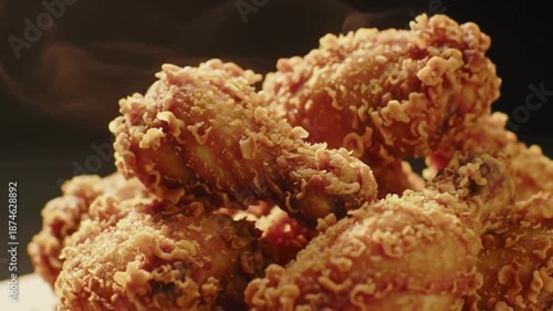Hot Crispy Fried Chicken Freshly Served Cinematic Video for Fast Food Commercial Use
