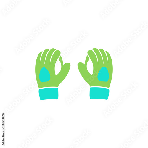 Cricket wicket keeper gloves icon logo flat vector design