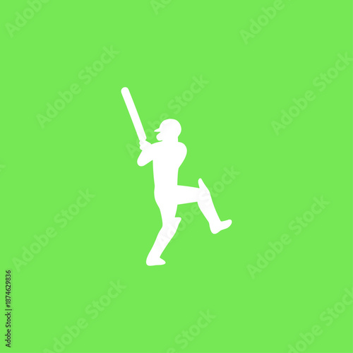 Cricket batsman playing a shot icon logo flat vector design