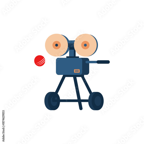 Cricket Ball Thrower machine  icon logo flat vector design
