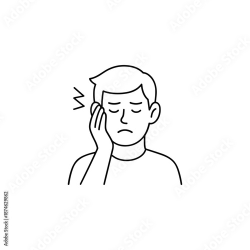 Man Suffering from toothache, Dental disease icon logo flat vector design