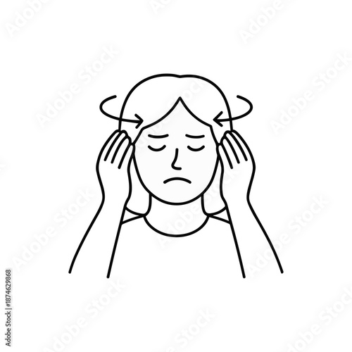 Dizziness, Headache, Anxiety, Stress icon logo flat vector design