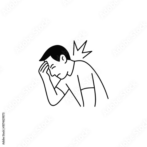 Heavily disappointed, Stressed man icon logo flat vector design