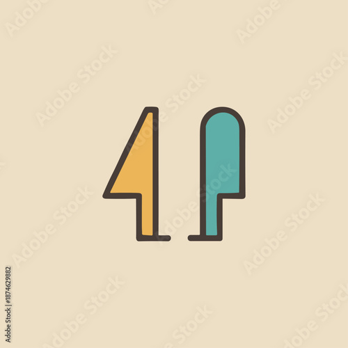 Egyptian obelisk hieroglyphic icon logo flat vector design