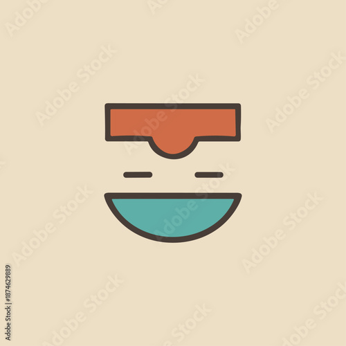 Egyptian Offering Bowl hieroglyphic icon logo flat vector design