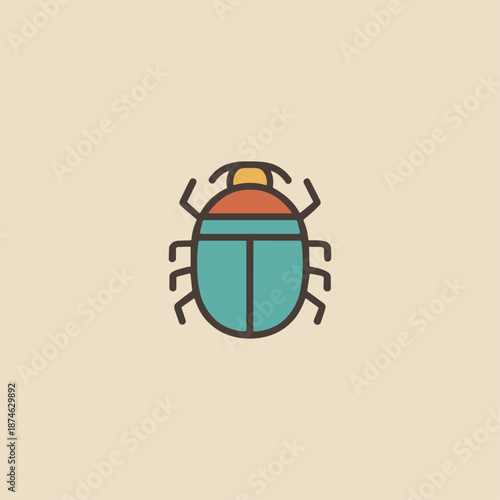 Egyptian Scarab Beetle hieroglyphic icon logo flat vector design