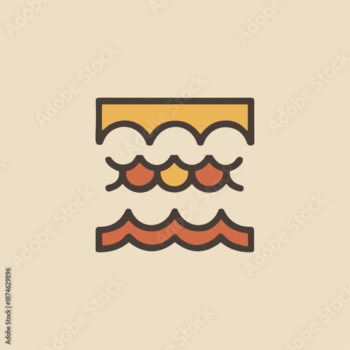 Egyptian Nile Waves hieroglyphic icon logo flat vector design