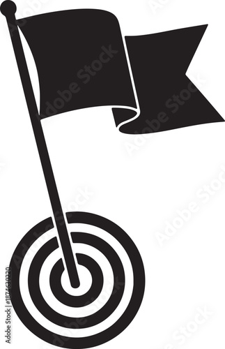 Black flag on a spiral base with concentric circles also transparent background