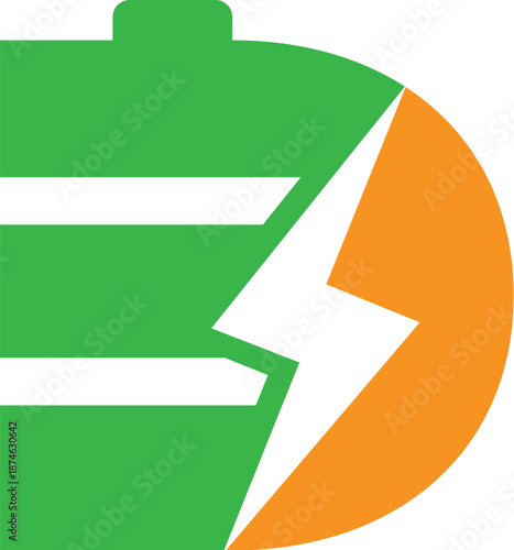 Letter D battery with electrical logo design