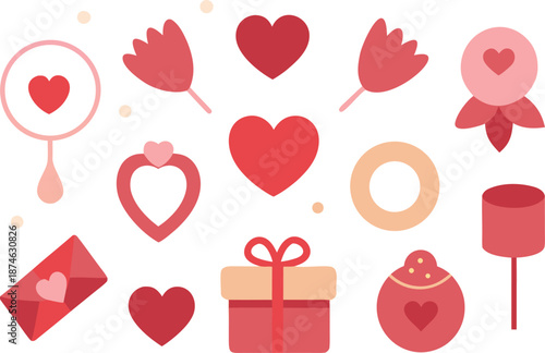 Celebrate valentine's day with lovely gifts and hearts isolated on transparent background, Vector, illustration