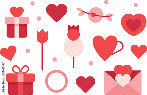 Celebrate valentine's day with love and gifts isolated on transparent background, Vector, illustration