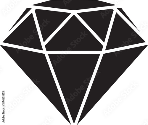 Black and White Geometric Diamond Shape Faceted Gemstone jewel