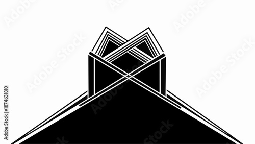 Abstract geometric pattern forming a stylized floral or architectural shape on white background