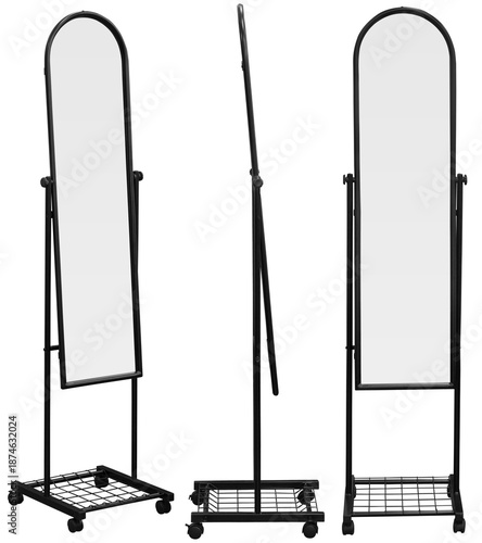 Tableau sur toile Real full length standing mirror photographed in studio and isolated on transpar