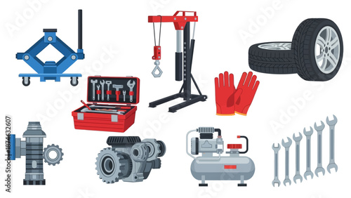 Essential garage tools: jack, wrench, compressor, and more for auto maintenance